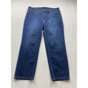 Talbots Dark Wash Blue Women Size 8P Petite Stretch Denim Straight Leg Crop Jean